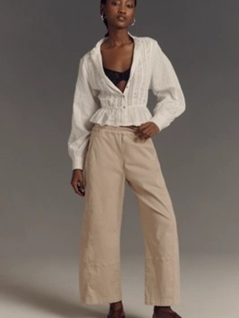 Pilcro For Anthropology Lizzi Relaxed Twill Pull On Barrel Pants